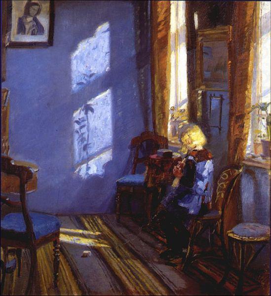 Anna Ancher Sunlight in the blue room china oil painting image